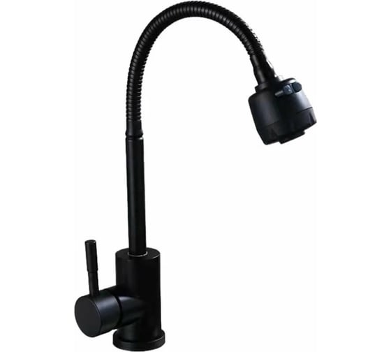 Изображение товара Смеситель для кухни Антей Булат с гибким изливом, нержавеющая сталь, черный 1/10 511516-ANT