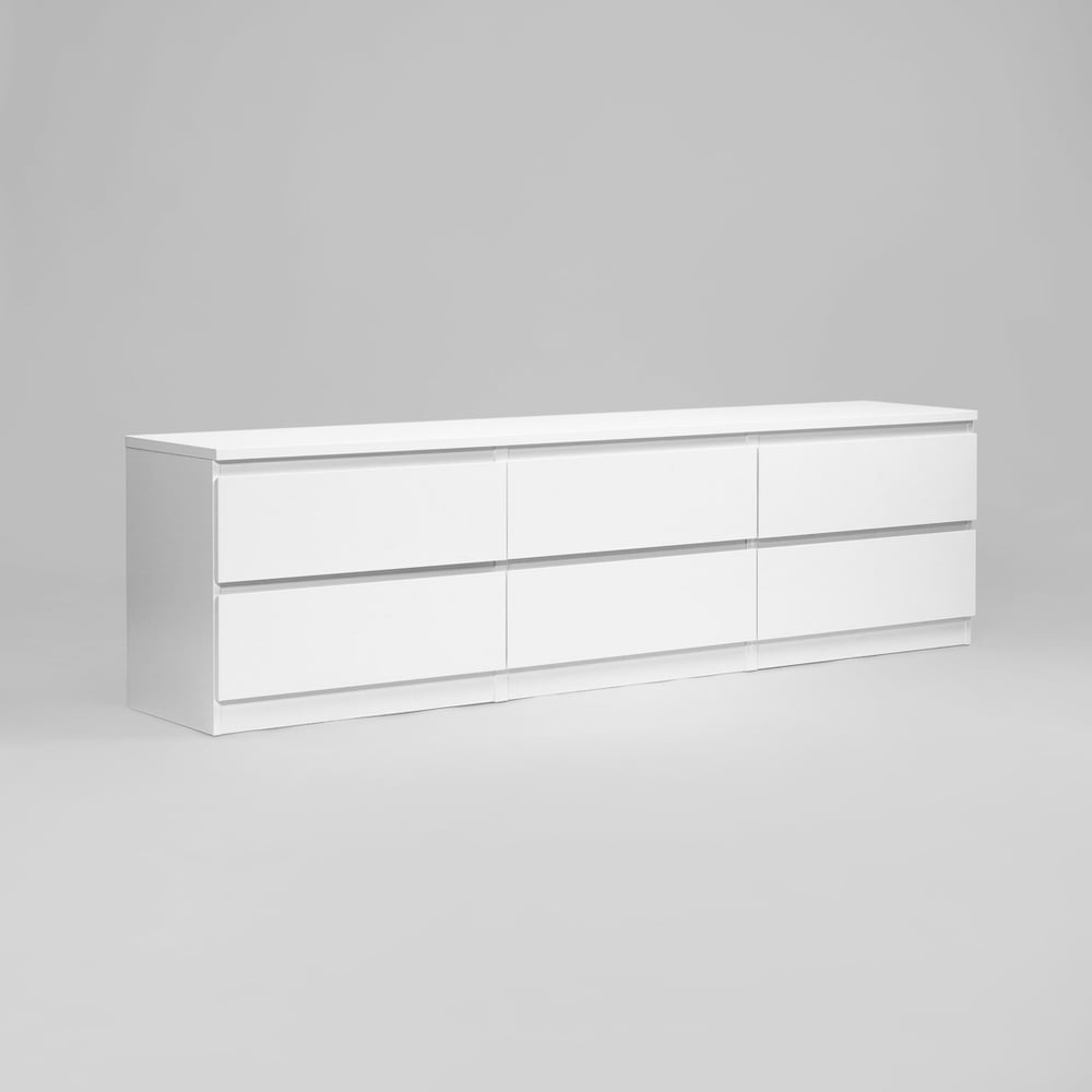 Изображение товара Тумба для телевизора Гуд ЛАКК КАСТОР с 6 ящиками, белая