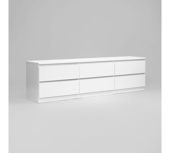 Изображение товара Тумба для ТВ Гуд ЛАКК КАСТОР 6 ящиков, 194x39x54 см, белая 2.03.03.110.1