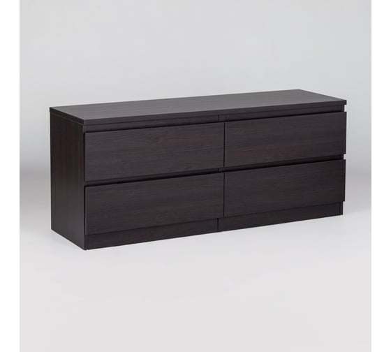 Изображение товара Тумба для ТВ Гуд ЛАКК КАСТОР 4 ящика, 129x39x54 см, черная, дуб венге 2.03.03.100.5