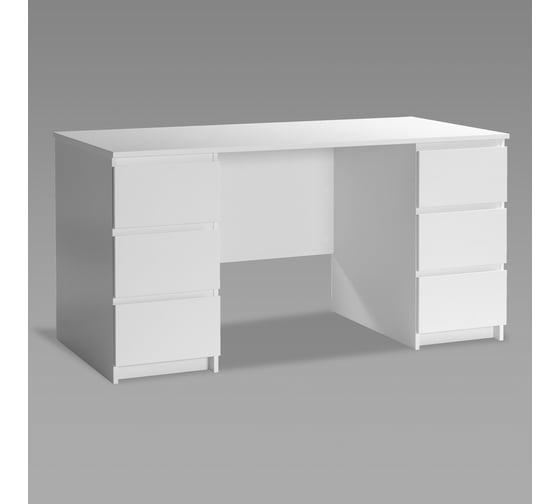 Изображение товара Письменный стол Гуд ЛАКК КАСТОР 6 ящиков, 151x65x75 см, белый 2.03.06.040.1
