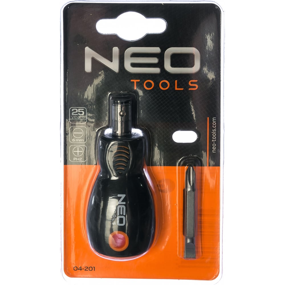 Универсальная отвертка NEO Tools крестовая/шлицевая 6.0 ммxPH2 04-201