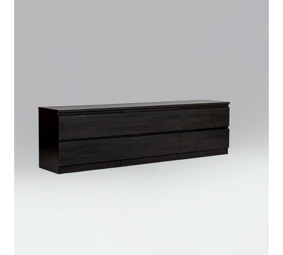 Изображение товара Тумба для ТВ Гуд ЛАКК КАСТОР 6 ящиков, 194x39x54 см, черная, дуб венге 2.03.03.110.5