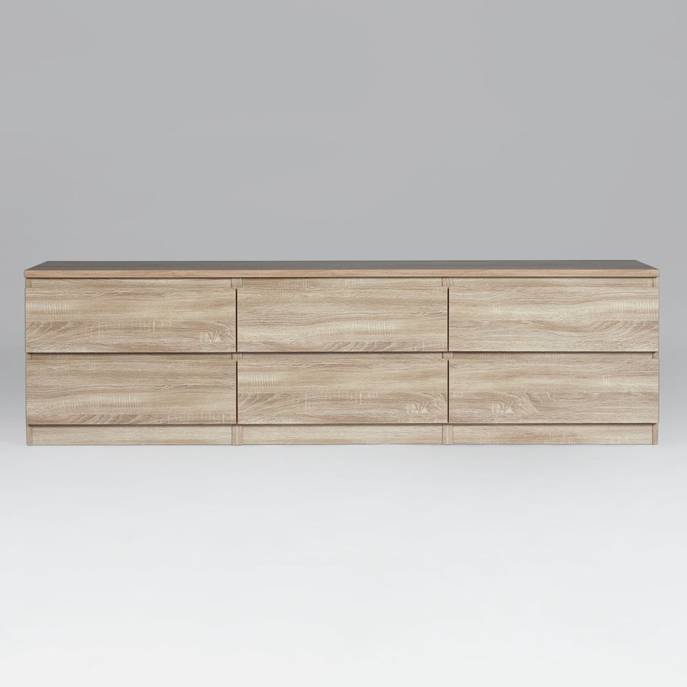 Изображение товара Тумба для ТВ Гуд ЛАКК КАСТОР 6 ящиков, 194x39x54 см, бежевая, дуб сонома 2.03.03.110.3