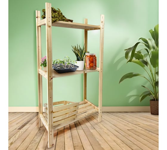 Изображение товара Стеллаж эко под покраску ТДВ 3 полки, 63x114,2x28,4 см 1801055