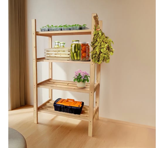 Изображение товара Стеллаж эко под покраску ТДВ 4 полки, 69x114,2x28,4 см 1801057