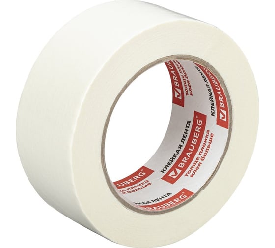 Изображение товара Клейкая малярная крепированная лента BRAUBERG 48 мм х 50 м, реальная длина, профессиональная 226426