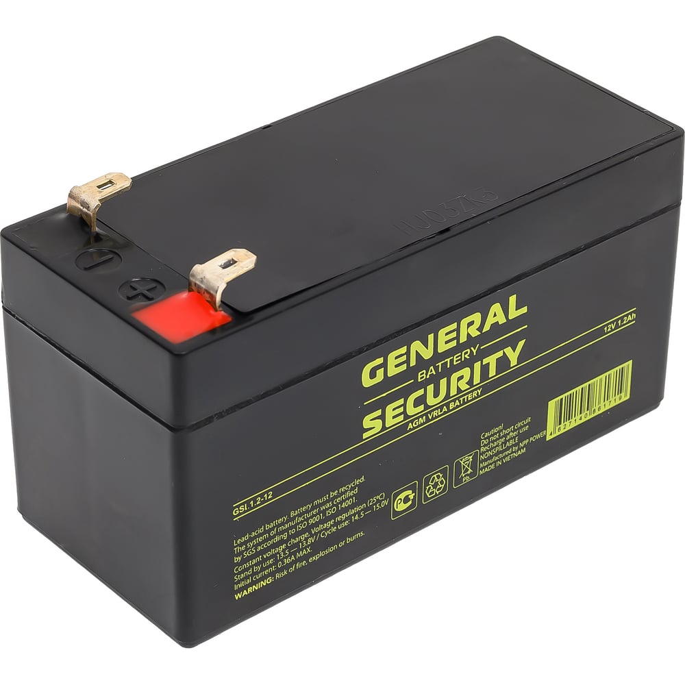 Изображение товара Аккумулятор для ИБП General Security GSL1.2-12 12В 1,2 Ач AGM для бесперебойных источников питания