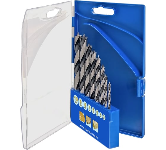 Изображение товара Набор сверл по дереву Профи (8 шт; 3-10 мм) ПРАКТИКА 640-360