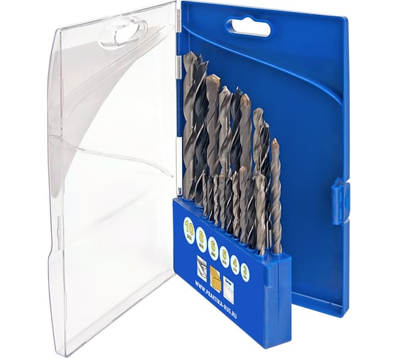 Изображение товара Набор сверл комбинированный Профи по металлу/бетону/дереву (18 шт) ПРАКТИКА 640-391