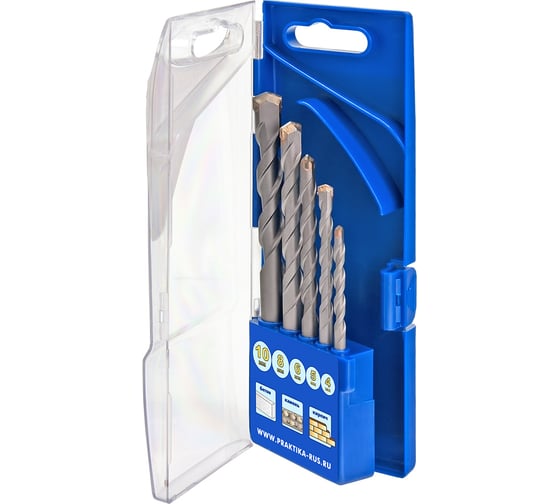 Изображение товара Набор сверл по бетону Профи (5 шт; 4, 5, 6, 8, 10 мм) ПРАКТИКА 640-322