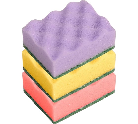 Изображение товара Хозяйственная губка МУЛЬТИДОМ 3 шт., 9,5x6х3,5 см ПМ62-61