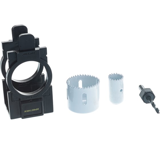 Изображение товара Набор коронок для замков (54 мм; 25 мм; держатель; кондуктор) ПРАКТИКА 031-310