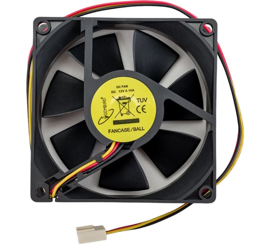 Изображение товара Вентилятор Gembird 80x80x25, подшипник, 3 pin, провод 30 см, 3100 об/мин, FANCASE/BALL-3100