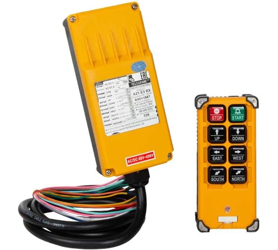 Изображение товара Радиоуправление TELECRANE A21-E3B, пульт 6 кн.+ старт + стоп, 1 скорость, питание 220/380В 00-00001726