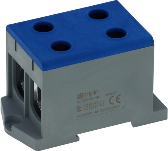 Изображение товара Клемма INPIN 4 подключения 25-150мм2 1000V 250/320А синяя KL1501P2WBL