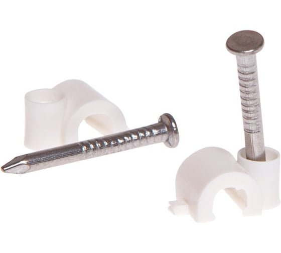 Изображение товара Скоба с гвоздем для крепления круглого кабеля STARFIX 10 мм, белая, 30 шт. SMZ2-35838-30