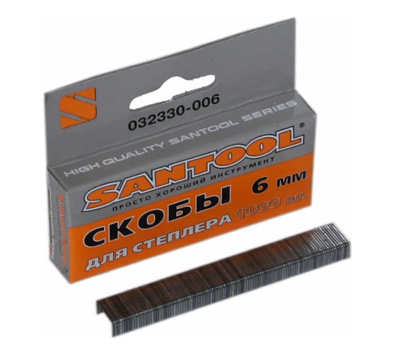 Изображение товара Скобы 6 ммх0,75 мм ТИП 53 1000 шт SANTOOL 032330-006