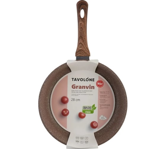 Изображение товара Глубокая сковорода TAVOLONE с антипригарным покрытием granvin, 28 см, литая, индукция 806863620128