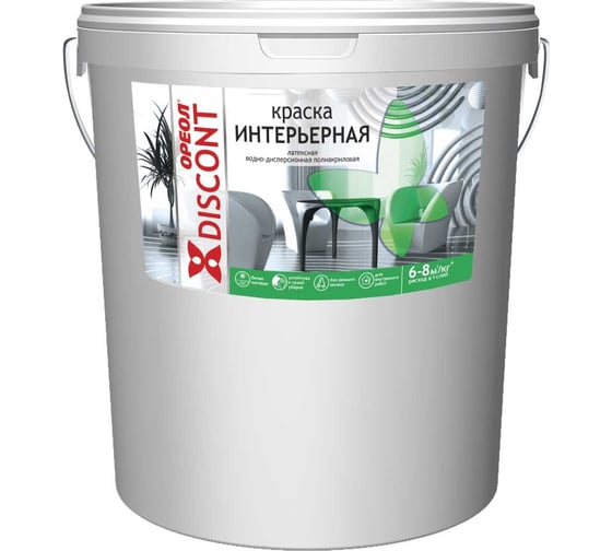 Изображение товара Интерьерная краска ОРЕОЛ Дисконт ВД, белый, 25 кг 5428