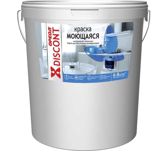 Изображение товара Краска для стен и потолков ОРЕОЛ Дисконт ВД, моющаяся, 25 кг 5419