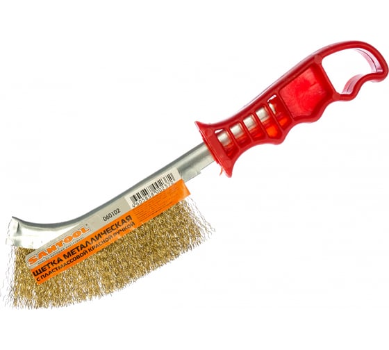 Изображение товара Металлическая щетка с пластмассовой красной ручкой SANTOOL 060102
