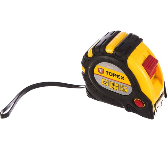 Изображение товара Рулетка TOPEX стальная лента 10 м x 32 мм магнит 2 кнопки паузы 27C340