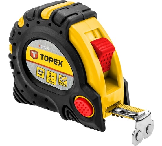 Изображение товара Рулетка TOPEX стальная лента 2 м x 16 мм магнит 2 кнопки паузы 27C342