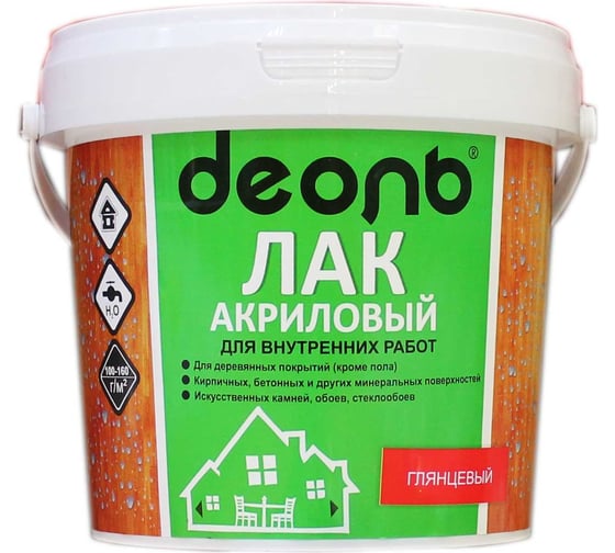 Изображение товара Акриловый лак Деоль для внутренних работ, глянцевый, 0.9 л 00022397