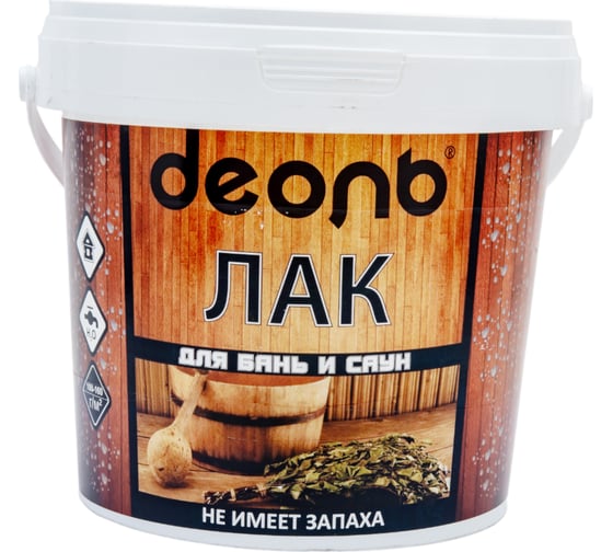 Изображение товара Акриловый лак для бань и саун Деоль глянцевый, 0.9 л 00029290
