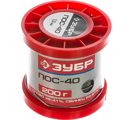 Изображение товара Припой ПОС 40 (1 мм; 200 г; проволока) Зубр 55451-200-10