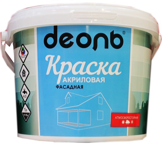 Изображение товара Акриловая фасадная краска Деоль белоснежная, матовая, влагостойкая, 2.7 л 00024330
