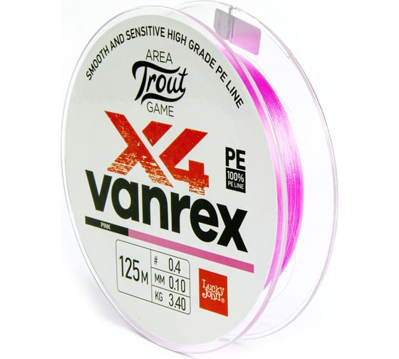 Изображение товара Плетеная леска Lucky John LJ Area Trout Game х4 BRAID Pink 125/010 LJ4110-010