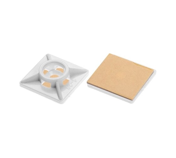 Изображение товара Самоклеящаяся площадка для хомута-стяжки STARFIX 19x19 мм, белая, 100 шт. SM-47751-100