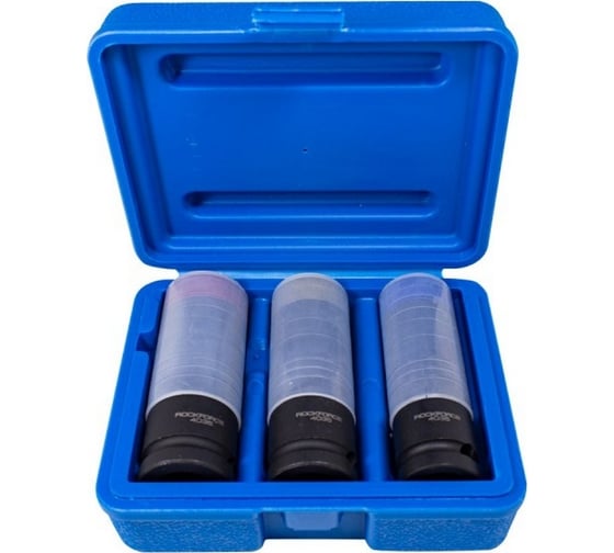 Изображение товара Набор головок ударных тонкостенных 3 предмета, 1/2", 6 граней, в кейсе Rockforce RF-4035(51213)