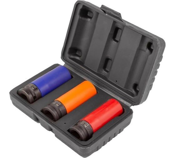 Изображение товара Набор головок шестигранных ударных тонкостенных 3 предмета,1/2"DR, в кейсе Rockforce RF-4032C(52142)