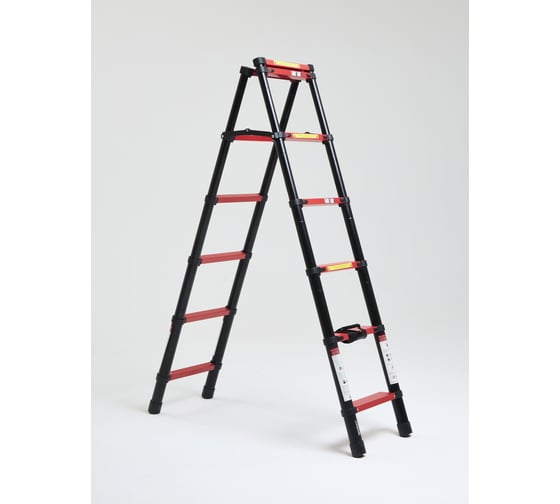 Изображение товара Телескопическая лестница-стремянка WORKY BLACK 6+7 ступеней, 1.7м+2м ARD257796