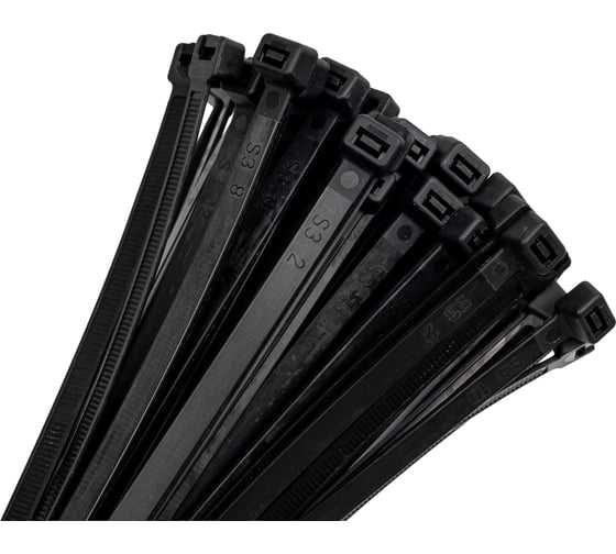 Изображение товара Нейлоновые хомуты Зубр черные, 7.6x250 мм, 100 шт. 309030-76-250