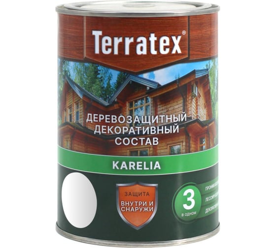 Изображение товара Деревозащитный декоративный состав ТЕРРАТЕКС белый, 0.75 кг, 1 л ЭК000136986