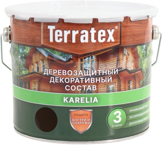 Изображение товара Деревозащитный декоративный состав ТЕРРАТЕКС эбеновое дерево, 2.25 кг, 3 л ЭК000137000