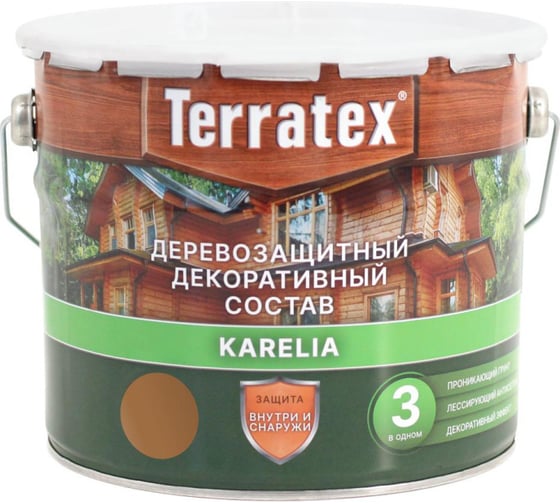 Изображение товара Деревозащитный декоративный состав ТЕРРАТЕКС орех, 2.25 кг, 3 л ЭК000136999