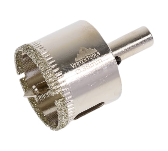 Изображение товара Коронка с центрирующим сверлом по стеклу и керамике 38x55 мм vertextools 336-38-55