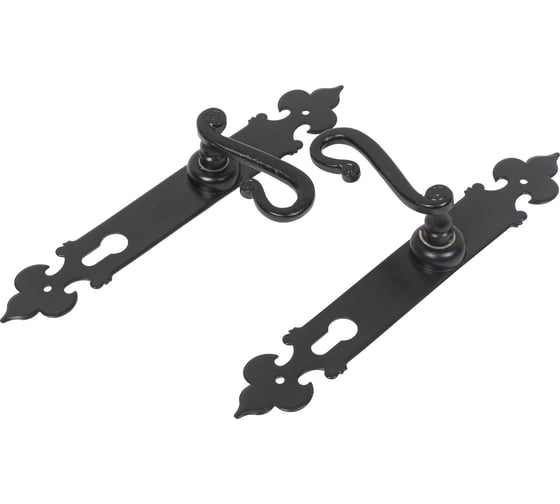 Изображение товара Дверные ручки на площадке Левша FLEUR-DE-LYS cyl85 MP1076E черный У2-7339.Ч