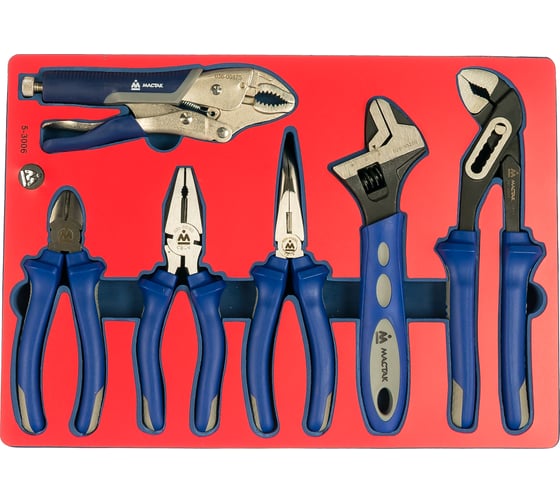 Изображение товара Набор пассатижей, плоскогубцев и бокорезов 6шт МАСТАК 5-3006