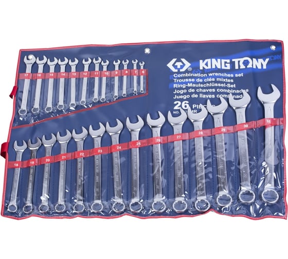 Изображение товара Набор комбинированных ключей 6-32 мм 26 предметов KING TONY 1226MR