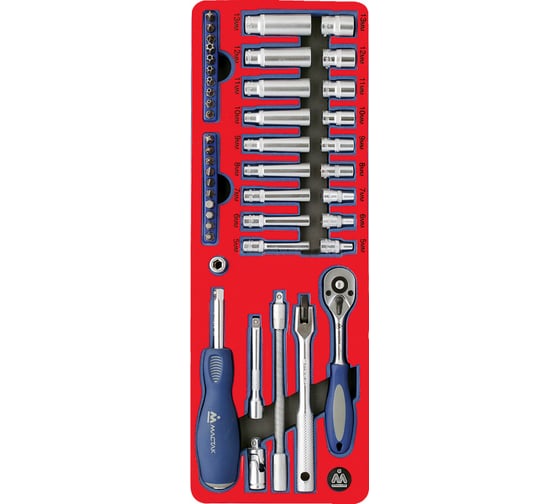 Изображение товара Набор торцевых головок 1/4” с принадлежностями 45шт МАСТАК 5-002045