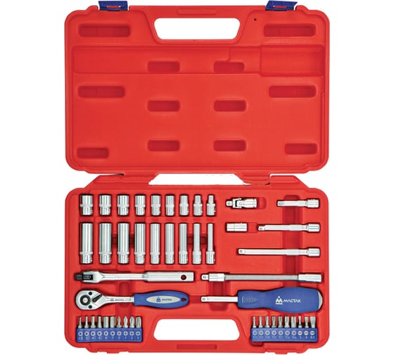 Изображение товара Набор торцевых головок с принадлежностями 1/4", 5-13мм, 47шт МАСТАК 0-247C