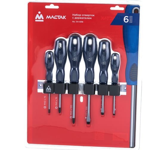 Изображение товара Набор отвёрток с держателем 6шт МАСТАК 04-6RB