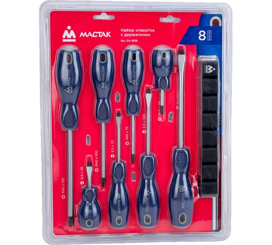 Изображение товара Набор отвёрток с держателем 8шт МАСТАК 04-8RB