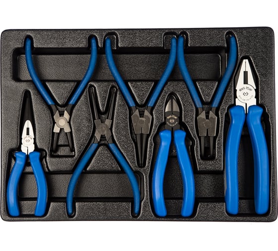 Изображение товара Набор съемников стопорных колец, плоскогубцев и бокорезов KING TONY 7 предметов 9-40207GP